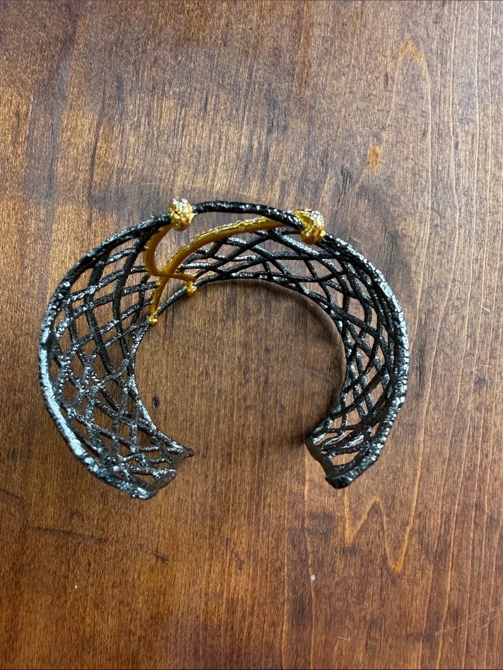 Vintage Alexis Bittar Pave-Accented Woven Cuff